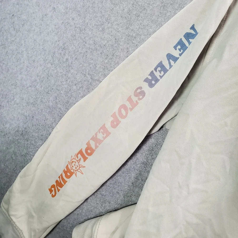 The North Face Men Sweatshirt Large‎ Cream Himalayan Bottle Source Hoodie Logo